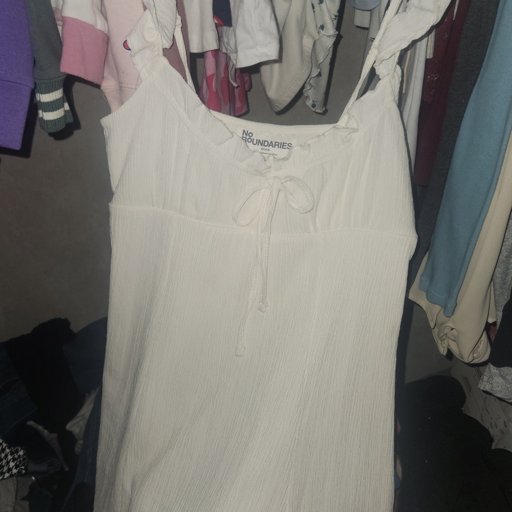 No Boundaries Cream Sleeveless Top with Tie Detail